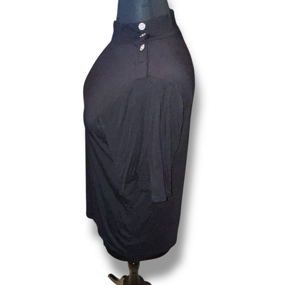 TALBOTS BUTTON SHOULDER MOCKNECK TOP - 2X Black - Picture 3 of 15